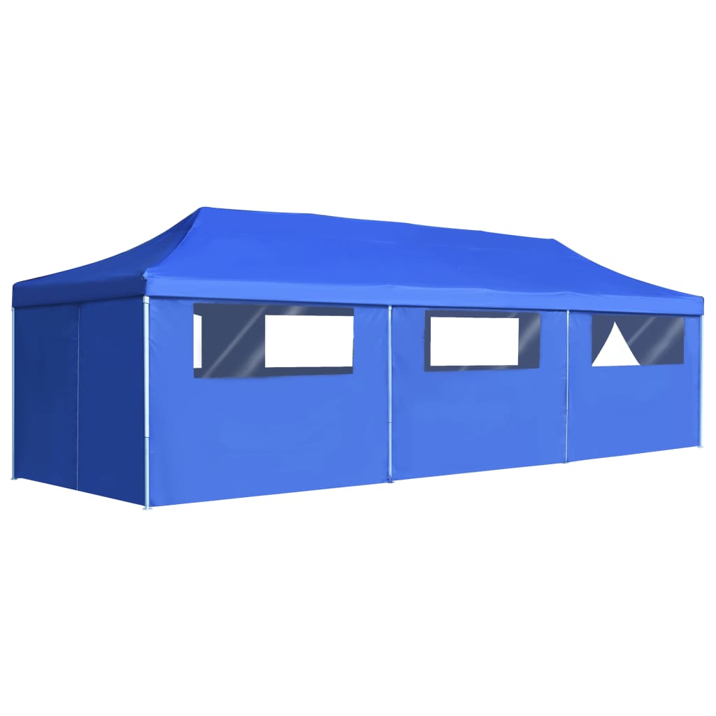 Tenda Pieghevole Pop-Up con 8 Pareti Laterali 3x9 m Blu - homemem39