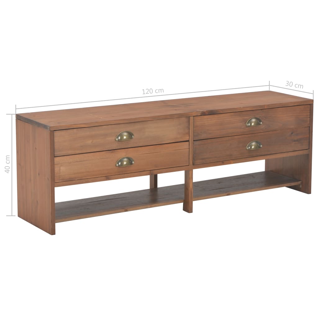 Mobile Porta TV con 4 Cassetti 120x30x40 cm Massello di Abete - homemem39