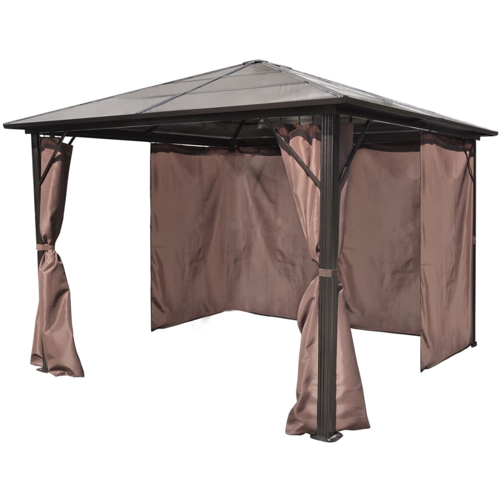 Gazebo con Tenda Marrone in Alluminio 300 x 300 cm - homemem39