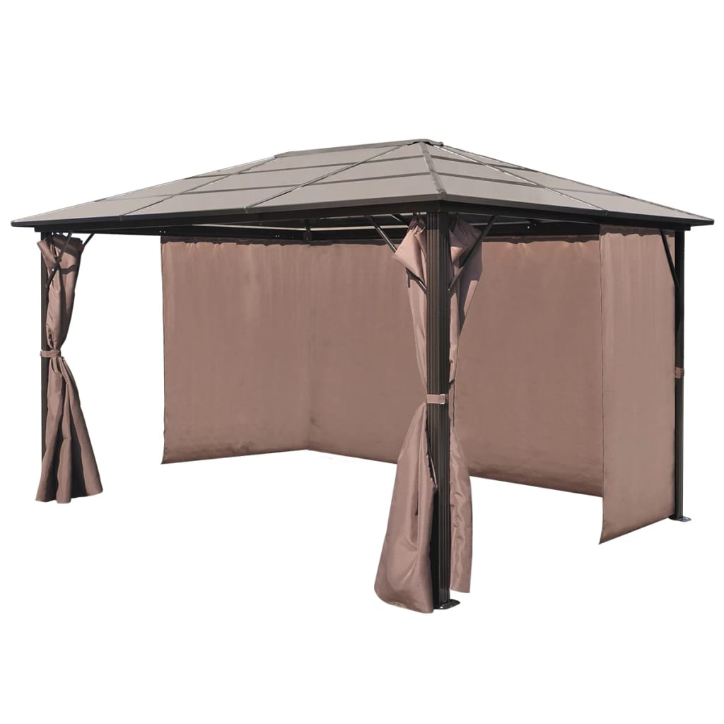Gazebo con Tenda Marrone in Alluminio 400 x 300 cm - homemem39