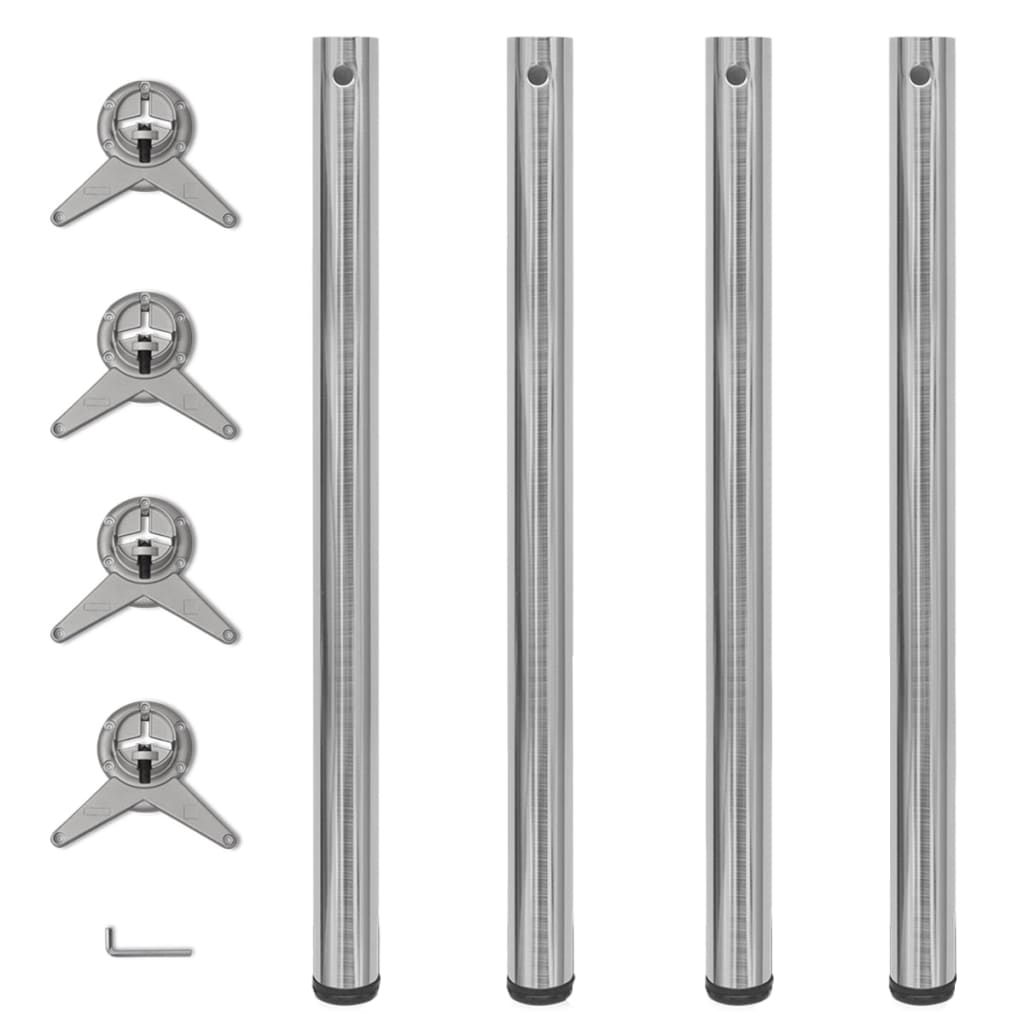 Set Gambe Tavolo 4 pz in Nickel Spazzolato Regolabili 870 mm - homemem39