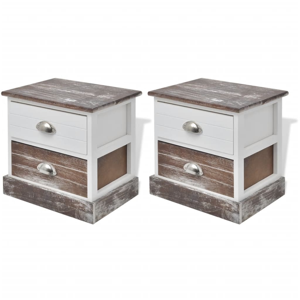 Comodini 2 pz Marrone e Bianco - homemem39