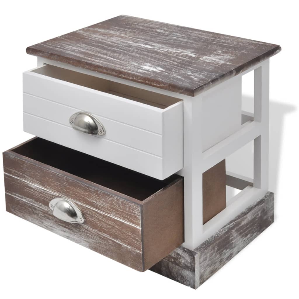 Comodini 2 pz Marrone e Bianco - homemem39