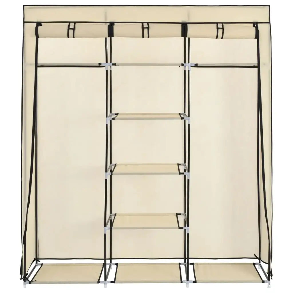 Armadio con Scomparti e Aste Crema 150x45x175 cm in Tessuto - homemem39