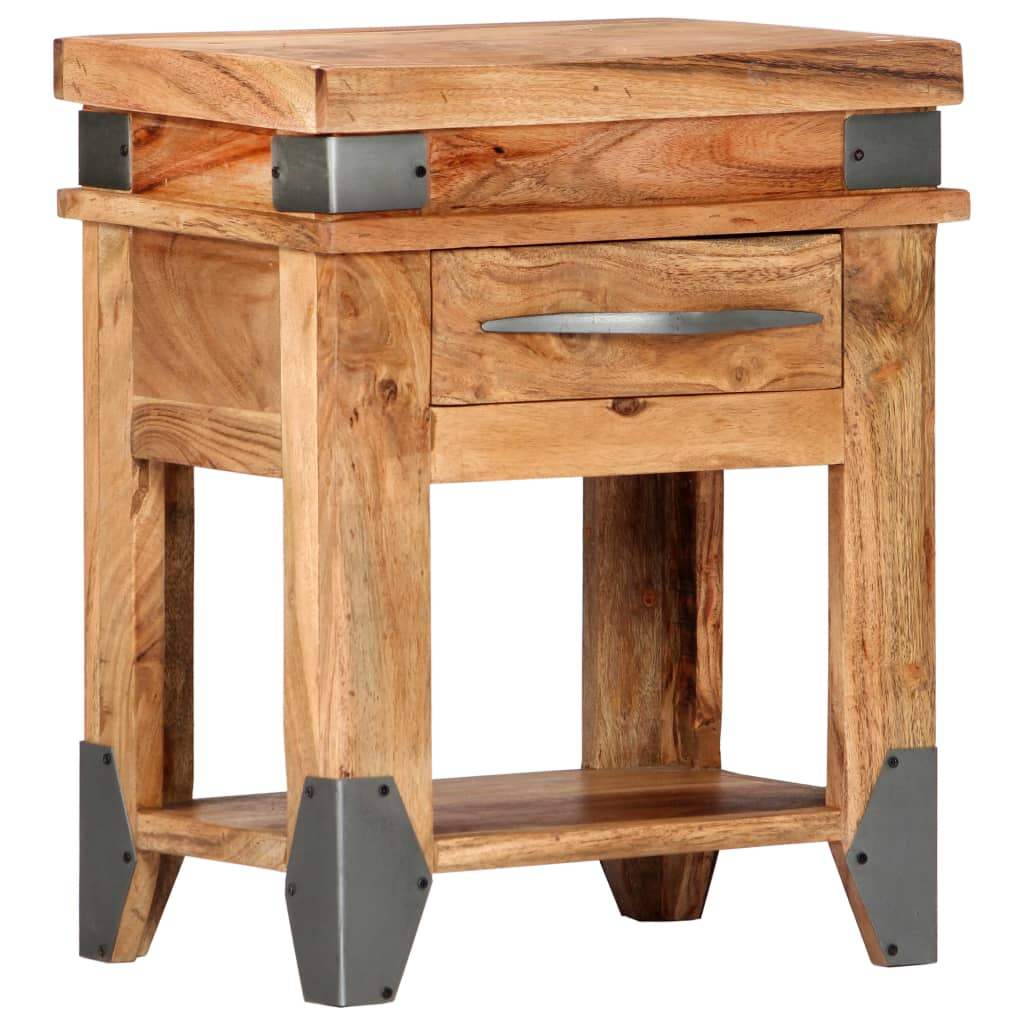 Comodino 40x30x51 cm in Legno Massello di Acacia - homemem39