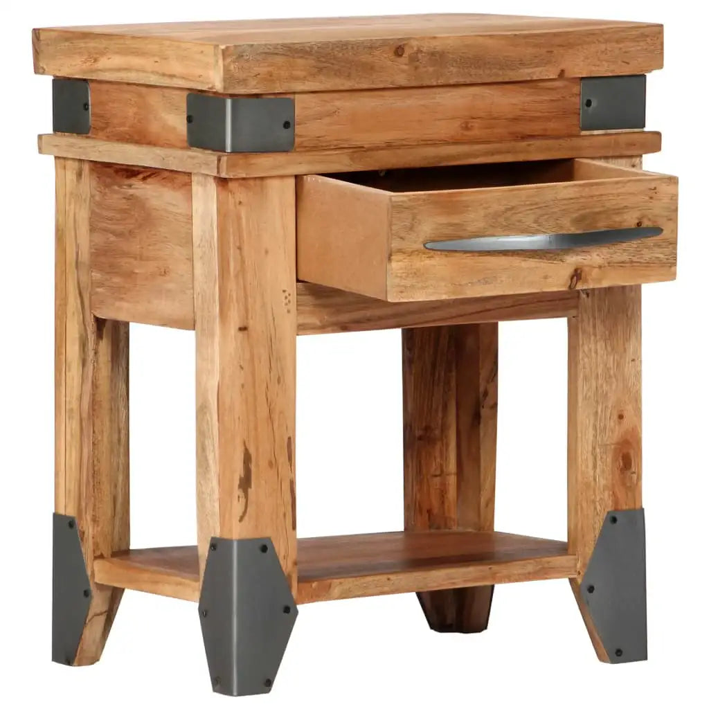 Comodino 40x30x51 cm in Legno Massello di Acacia - homemem39