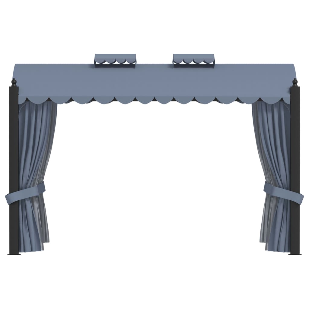 Gazebo con Tende 3x4 cm Antracite in Acciaio - homemem39