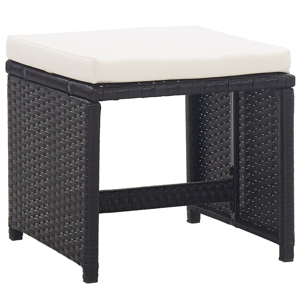 Set da Pranzo da Giardino 15 pz con Cuscini in Polyrattan Nero - homemem39