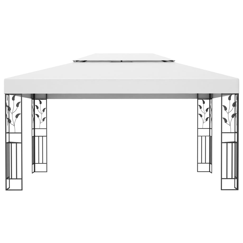 Gazebo con Tetto Doppio 3x4 m Bianco - homemem39