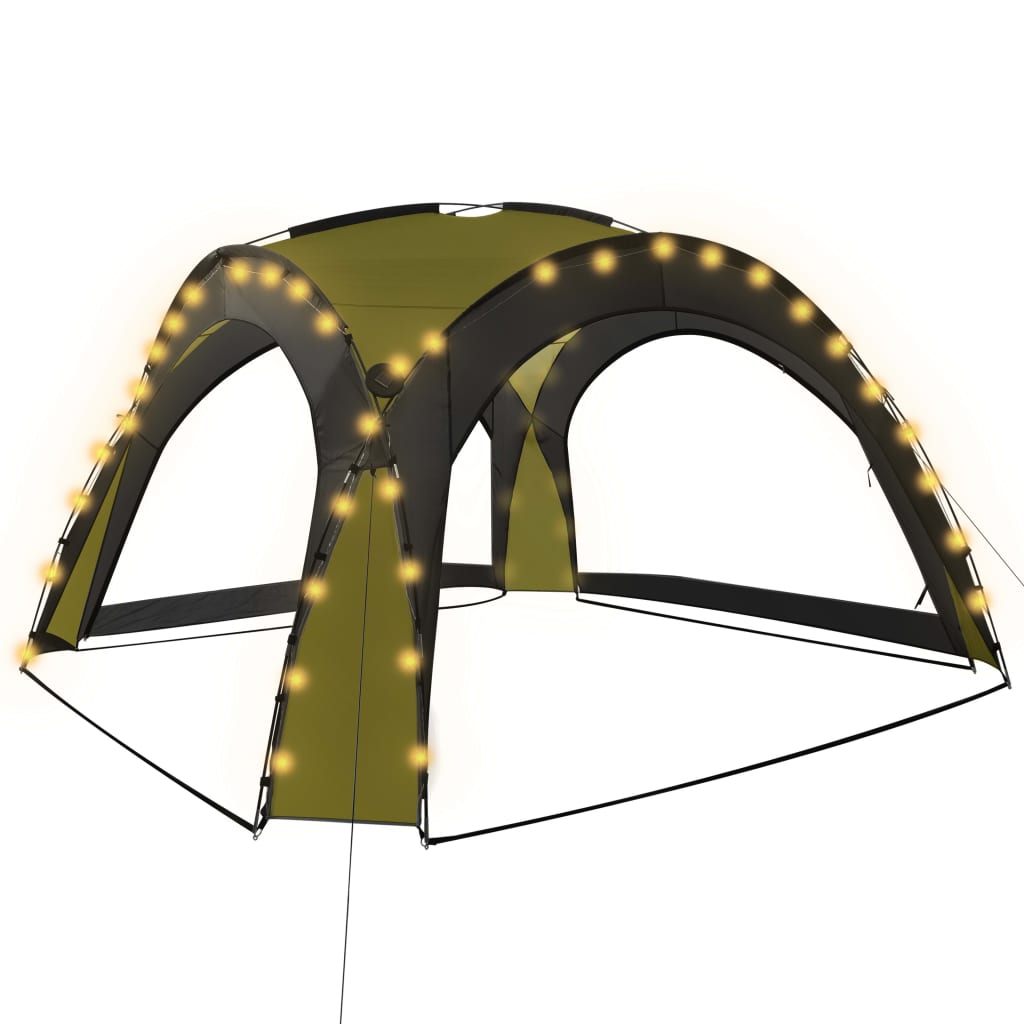 Tenda per Feste con LED e 4 Pareti 3,6x3,6x2,3 m Verde - homemem39