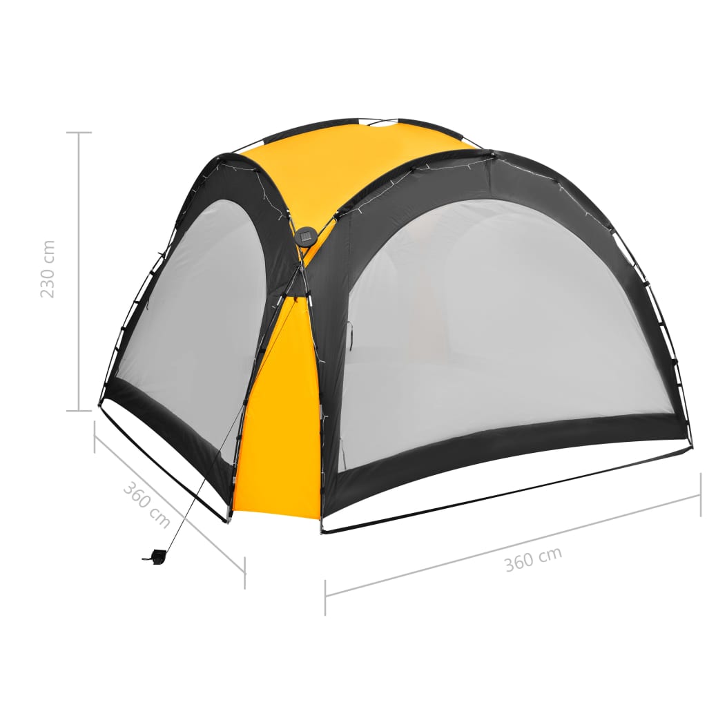 Tenda per Feste con LED e 4 Pareti 3,6x3,6x2,3 m Gialla - homemem39