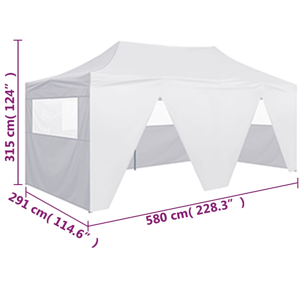 Gazebo Pieghevole con 4 Pareti 3x6 m Acciaio Bianco - homemem39