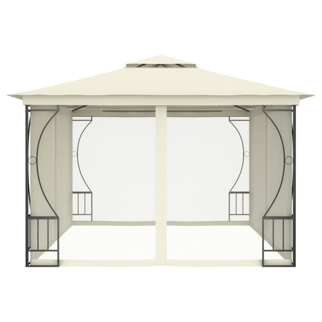 Gazebo con Rete 300x400x265 cm Crema - homemem39