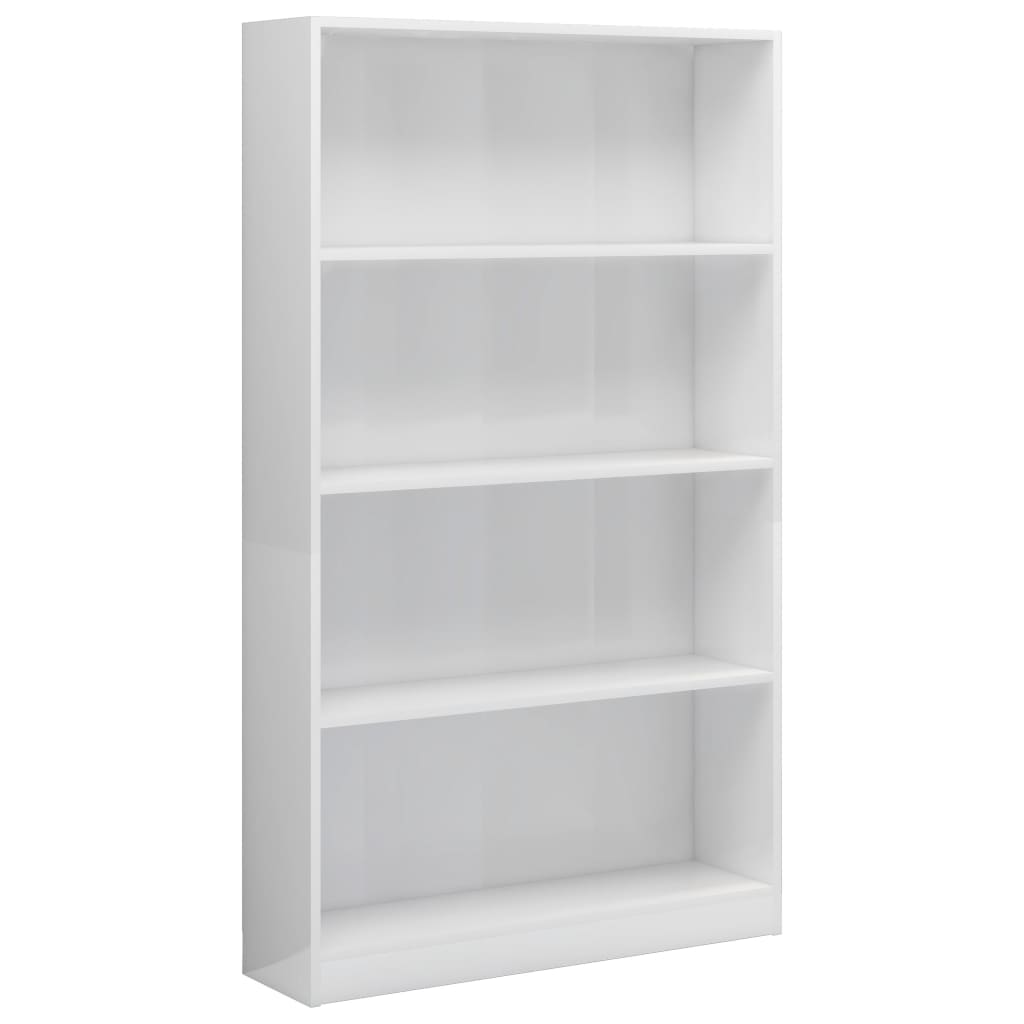 Libreria a 4 Ripiani Bianco Lucido 80x24x142 cm in Truciolato - homemem39