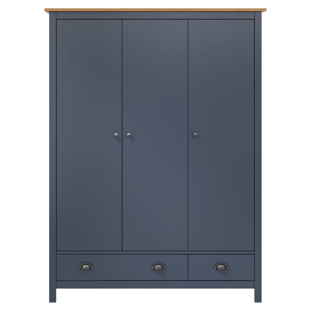 Armadio a 3 Ante Hill Grigio 127x50x170 cm in Legno di Pino - homemem39