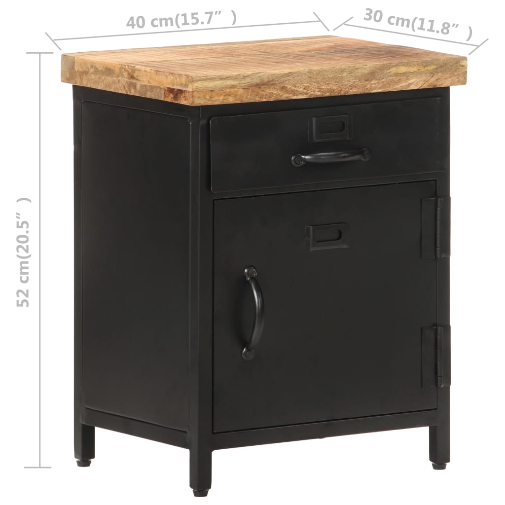 Comodino 40x30x52 cm in Legno di Mango Grezzo - homemem39