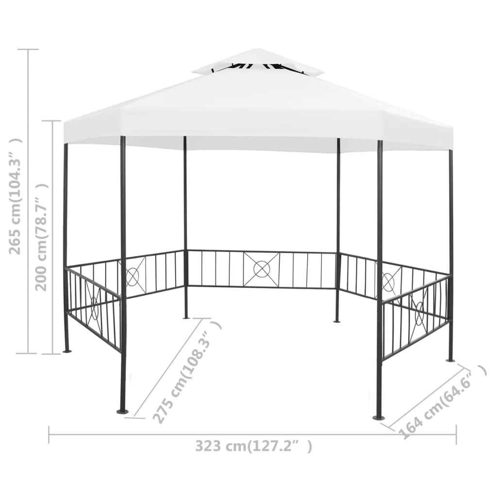 Gazebo da Giardino 323x275x265 cm Bianco 180 g/m² - homemem39