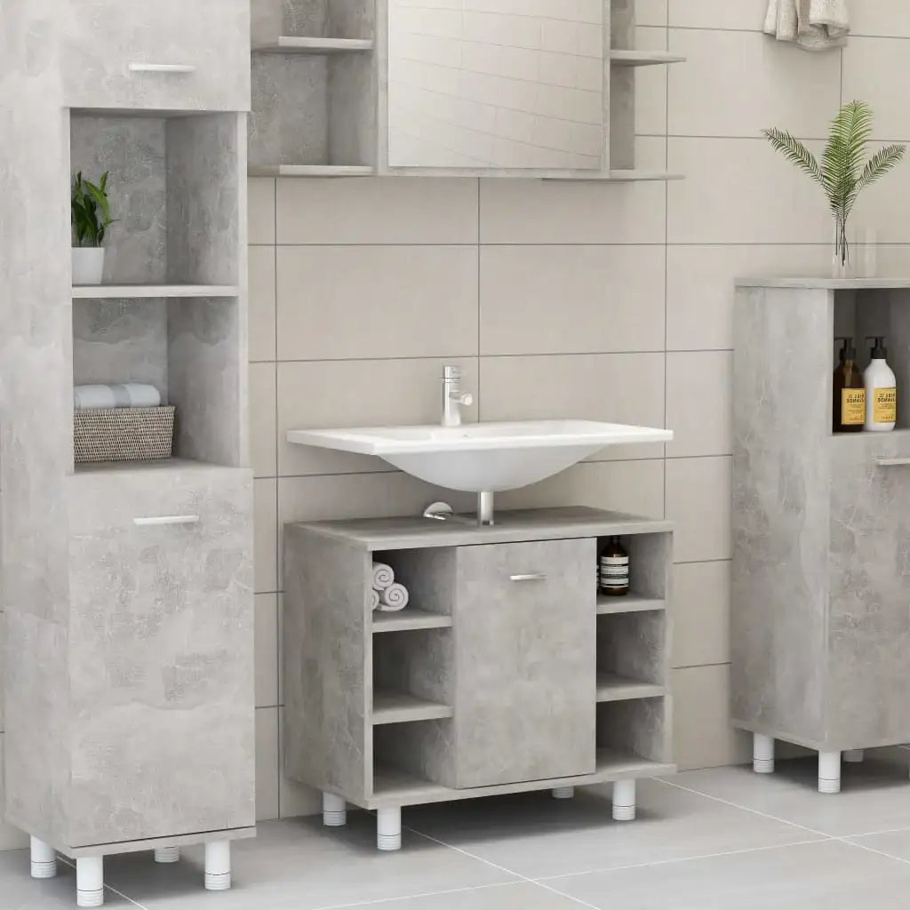 Armadio da Bagno Grigio Cemento 60x32x53,5 cm in Truciolato - homemem39