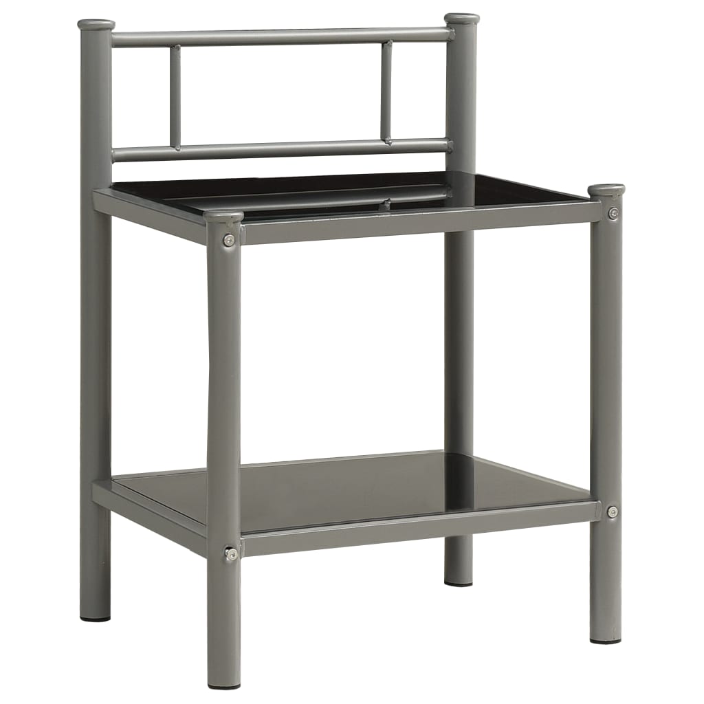 Comodino Grigio e Nero 45x34,5x60,5 cm in Metallo e Vetro - homemem39