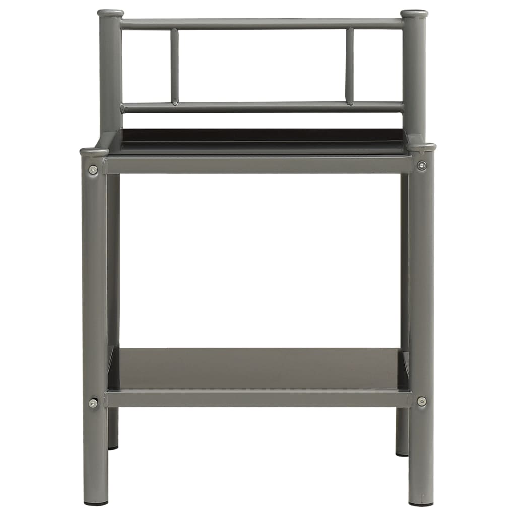 Comodino Grigio e Nero 45x34,5x60,5 cm in Metallo e Vetro - homemem39