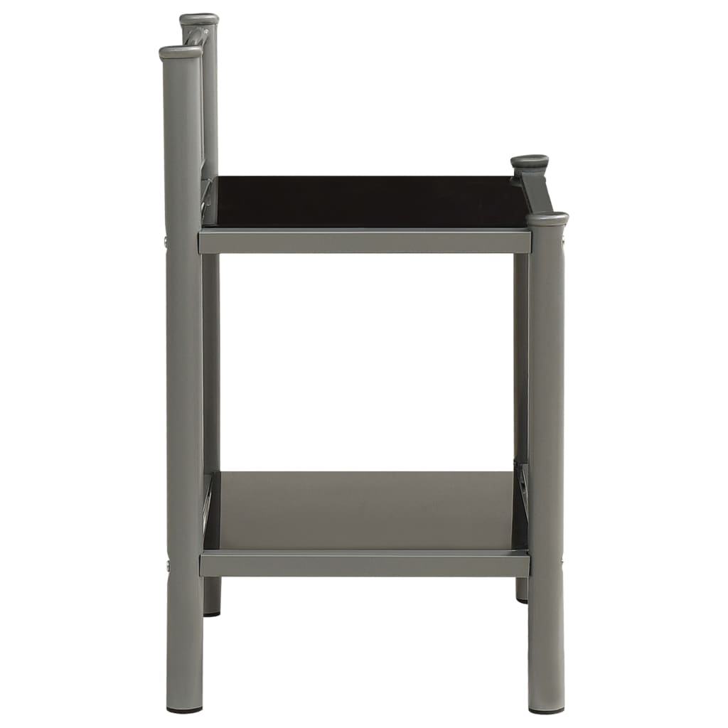 Comodino Grigio e Nero 45x34,5x60,5 cm in Metallo e Vetro - homemem39