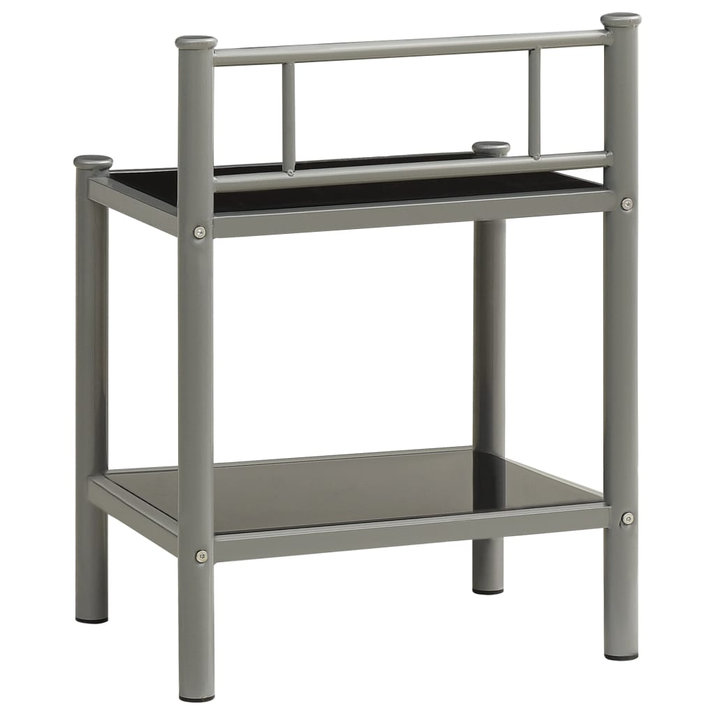 Comodino Grigio e Nero 45x34,5x60,5 cm in Metallo e Vetro - homemem39