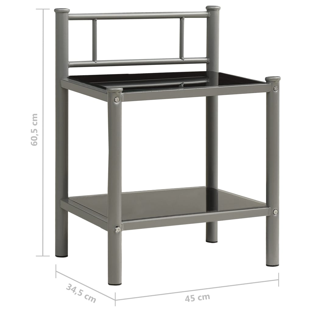 Comodino Grigio e Nero 45x34,5x60,5 cm in Metallo e Vetro - homemem39