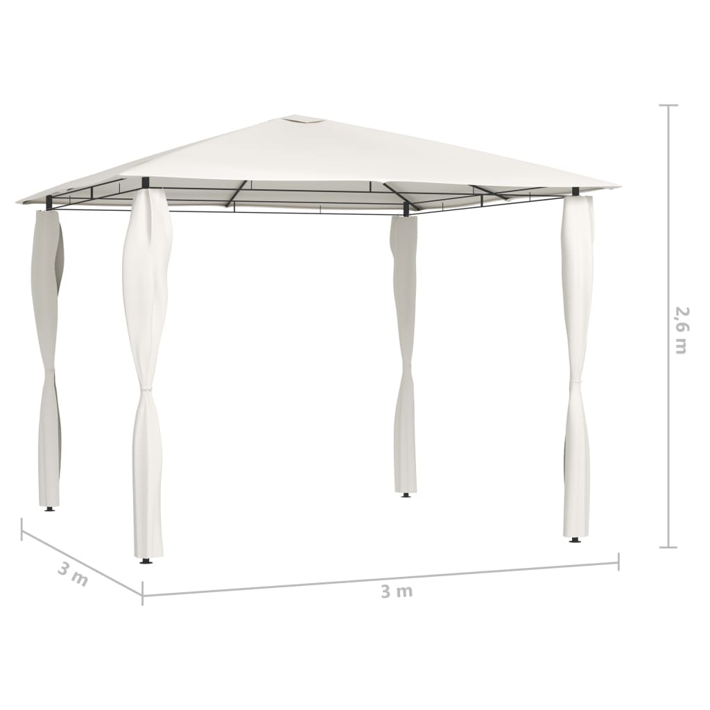 Gazebo con Montanti Rivestiti 3x3x2,6 m Crema 160 g/m² - homemem39