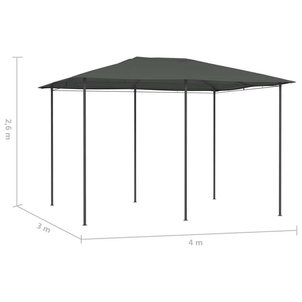 Gazebo 3x4x2,6 m Antracite 160 g/m² - homemem39