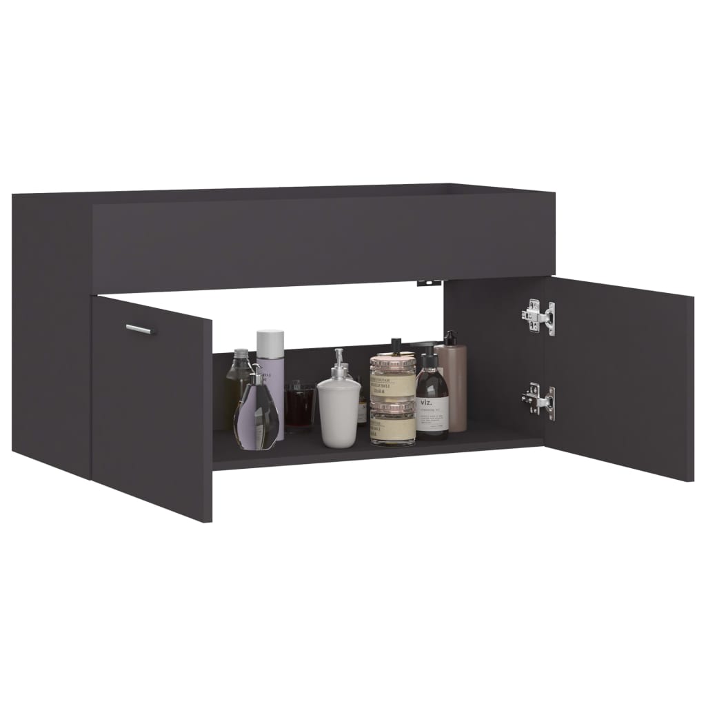Mobile Sottolavabo Grigio 90x38,5x46 cm in Truciolato - homemem39