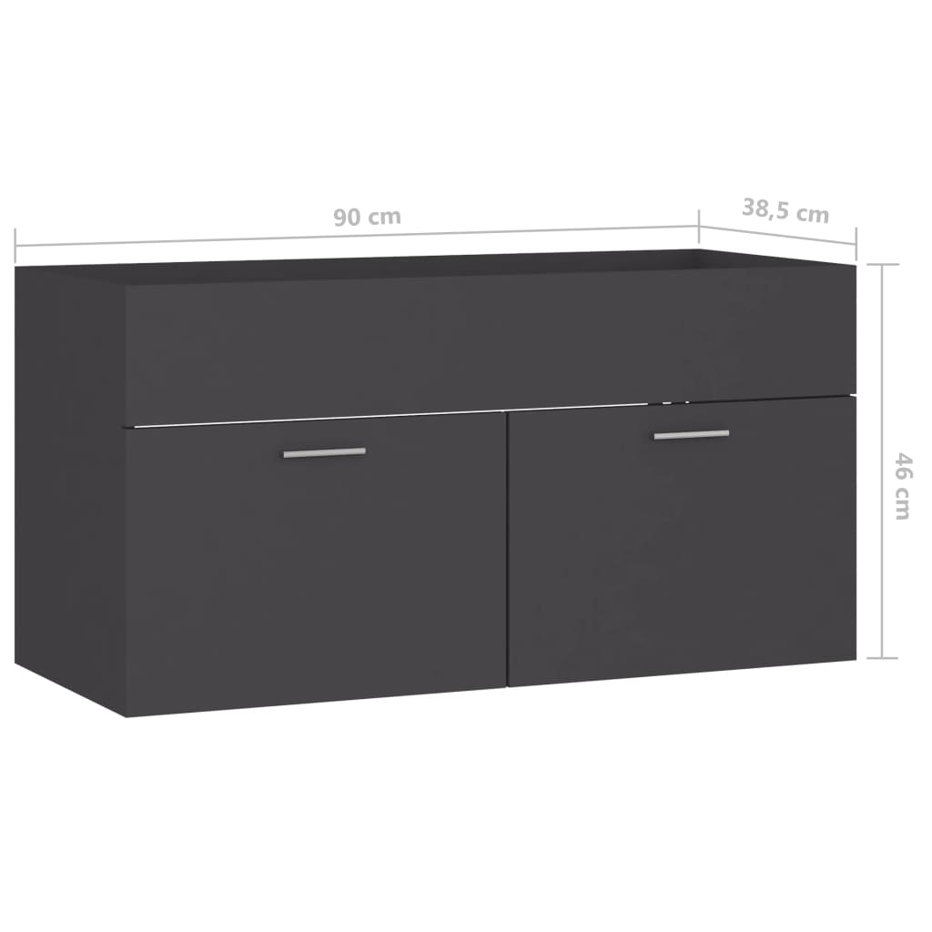 Mobile Sottolavabo Grigio 90x38,5x46 cm in Truciolato - homemem39
