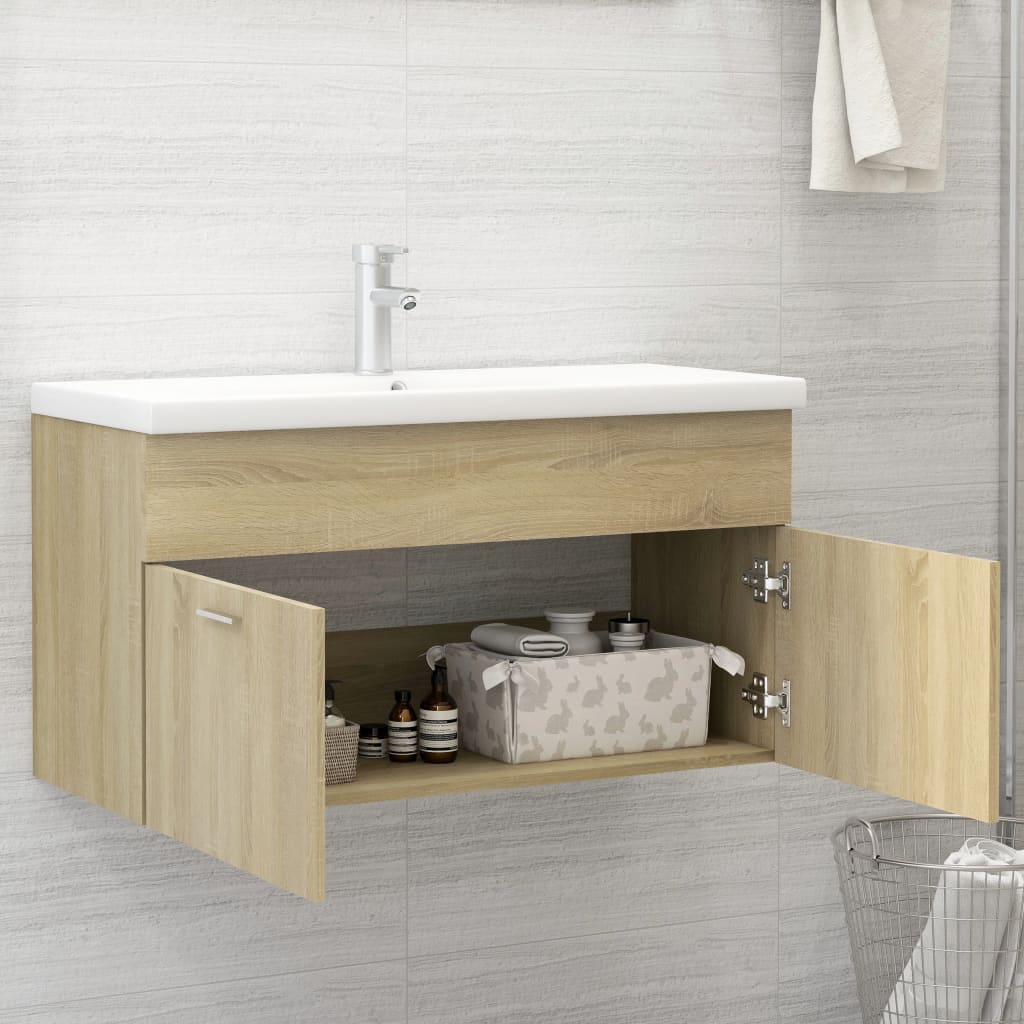 Mobile Sottolavabo Rovere Sonoma 90x38,5x46 cm in Truciolato - homemem39