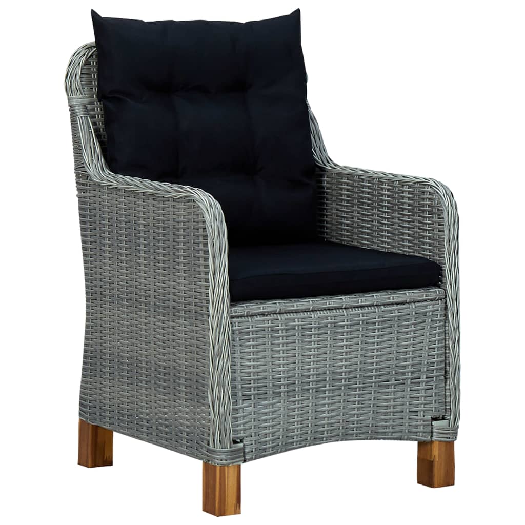 Set Pranzo da Giardino 9pz con Cuscini Polyrattan Grigio Chiaro - homemem39