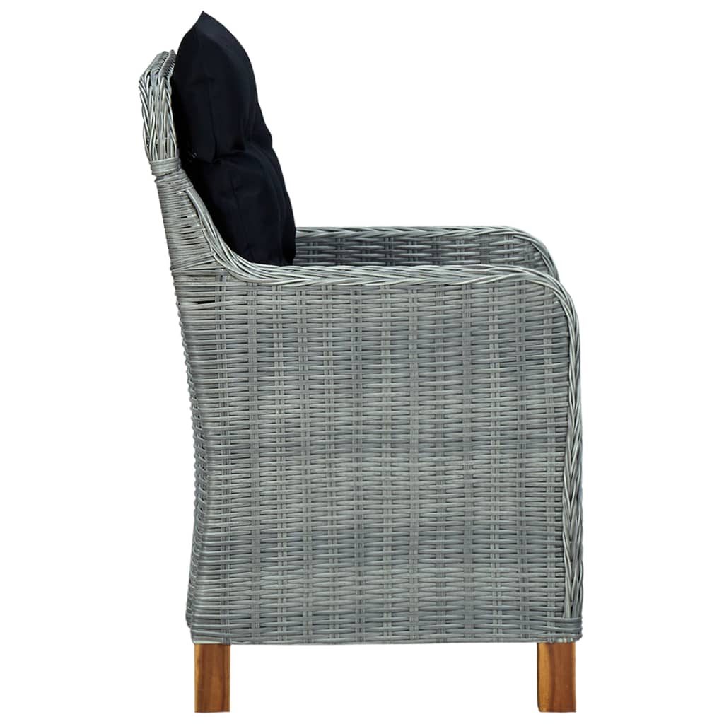Set Pranzo da Giardino 9pz con Cuscini Polyrattan Grigio Chiaro - homemem39