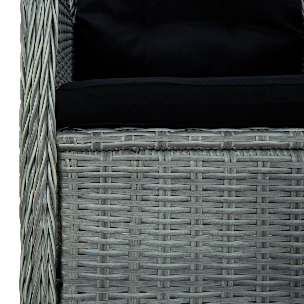 Set Pranzo da Giardino 9pz con Cuscini Polyrattan Grigio Chiaro - homemem39