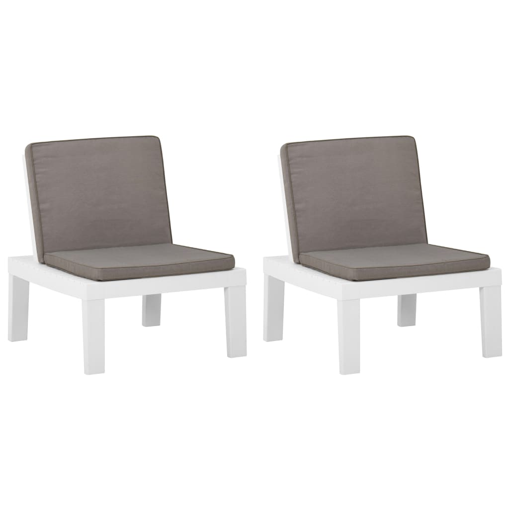 Sedie a Sdraio da Giardino con Cuscini 2 pz in Plastica Bianche - homemem39