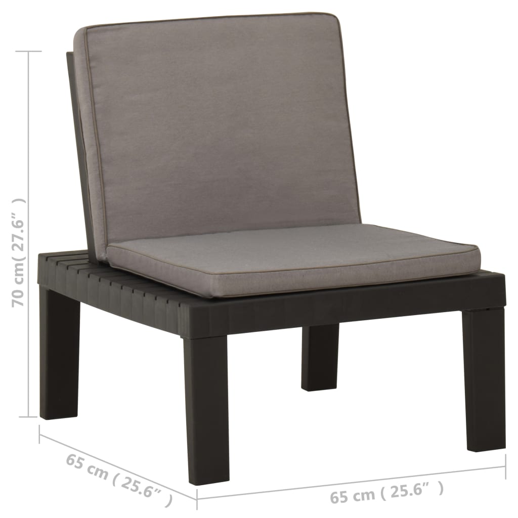 Poltrona da Giardino con Cuscino in Plastica Grigia - homemem39