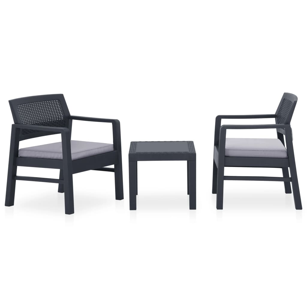 Set Divani da Giardino con Cuscini 3 pz in Plastica Grigio - homemem39