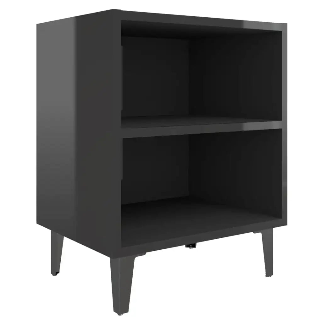 Comodino con Gambe in Metallo Nero Lucido 40x30x50 cm - homemem39