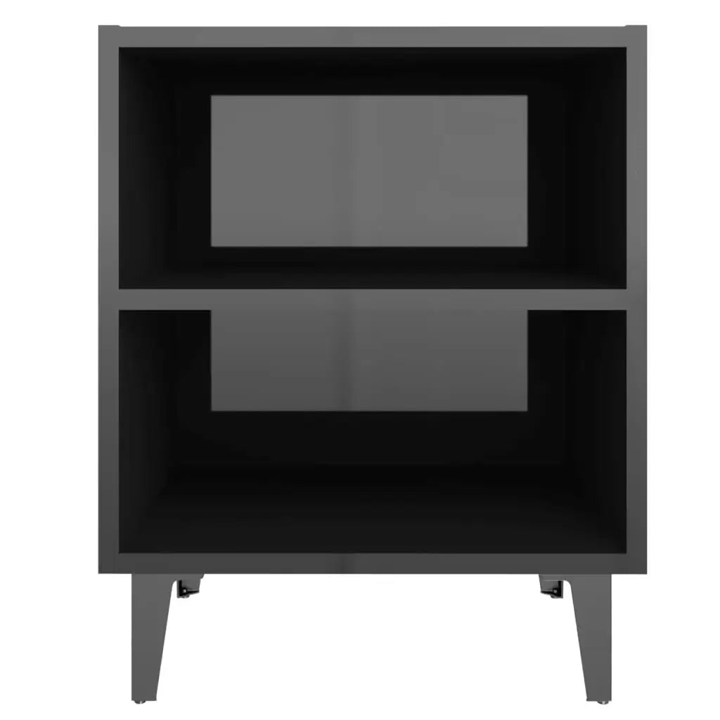 Comodino con Gambe in Metallo Nero Lucido 40x30x50 cm - homemem39
