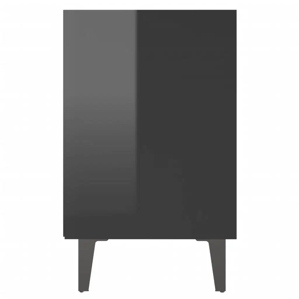 Comodino con Gambe in Metallo Nero Lucido 40x30x50 cm - homemem39