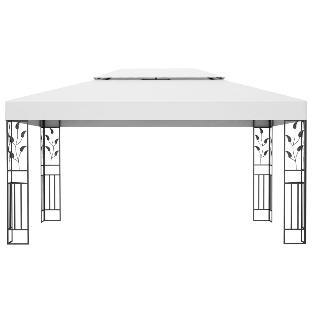 Gazebo con Tetto Doppio e Stringa di Luci LED 3x4 m Bianco - homemem39
