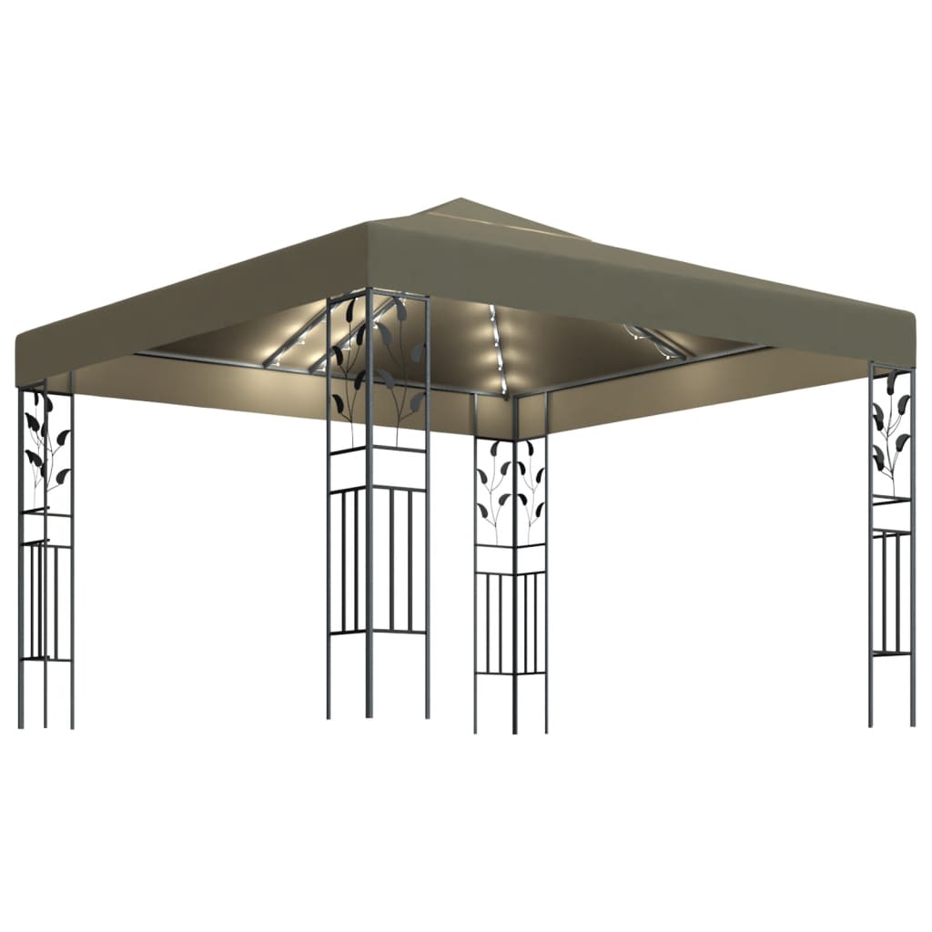 Gazebo con Luci LED a Stringa 3x3 m Grigio Talpa - homemem39