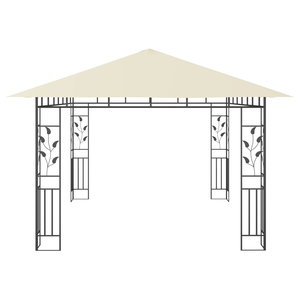 Gazebo con Zanzariera e Luci LED 4x3x2,73 m Crema - homemem39