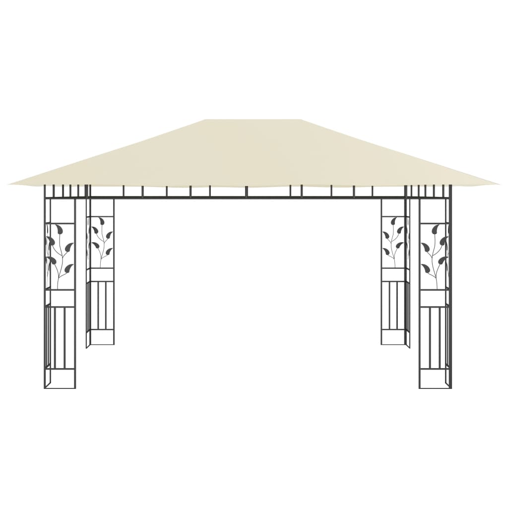 Gazebo con Zanzariera e Luci LED 4x3x2,73 m Crema - homemem39
