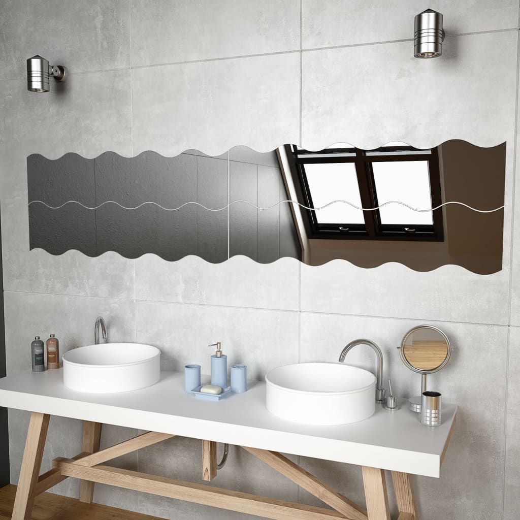 Specchi da Parete 4 pz 110x23 cm Vetro a Onda - homemem39