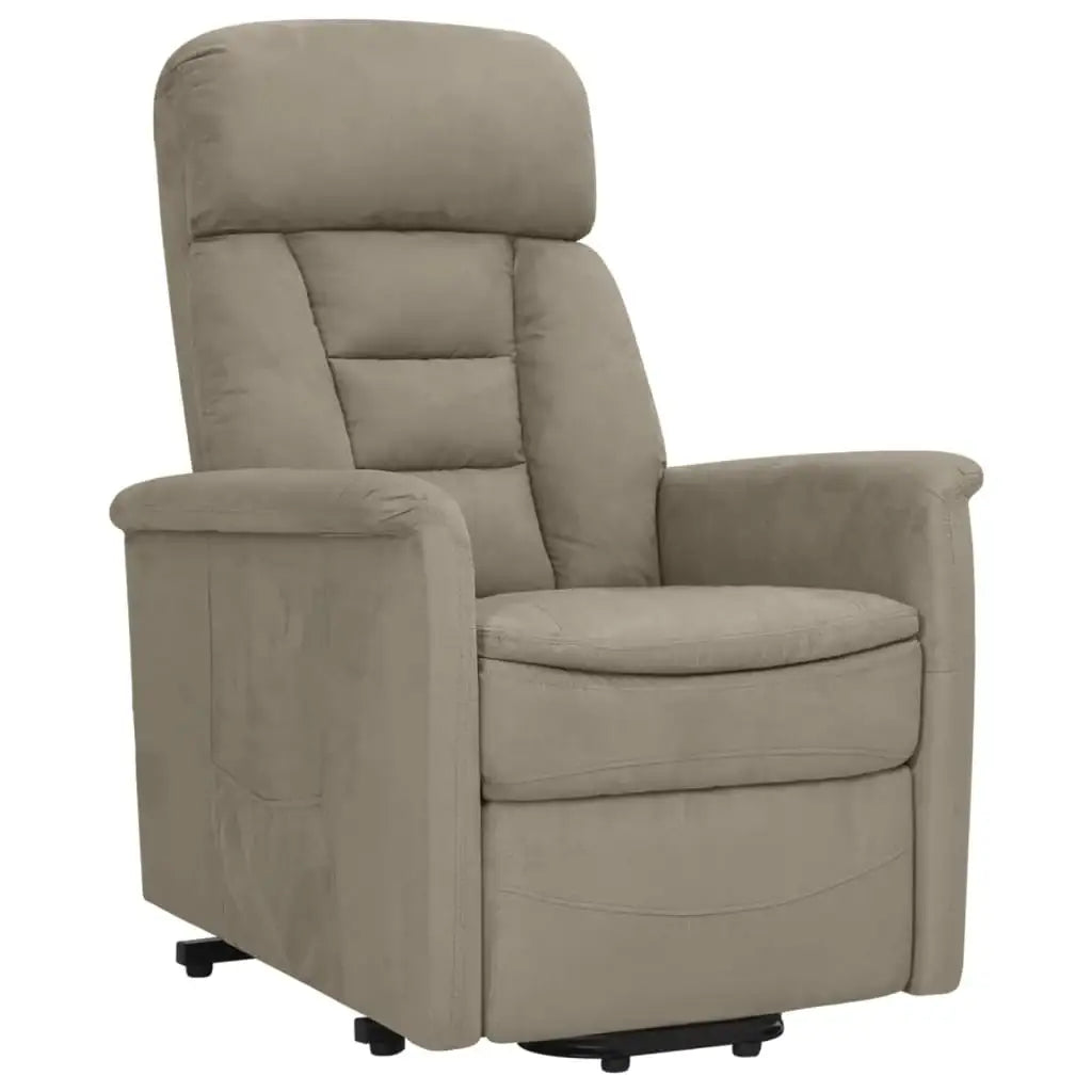 Poltrona Alzapersona Reclinabile Grigio Chiaro in Scamosciato - homemem39