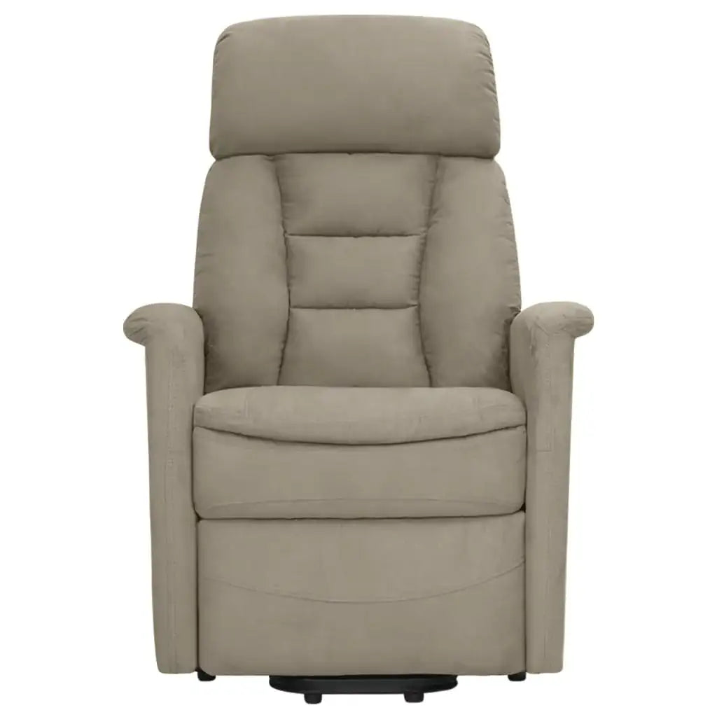 Poltrona Alzapersona Reclinabile Grigio Chiaro in Scamosciato - homemem39