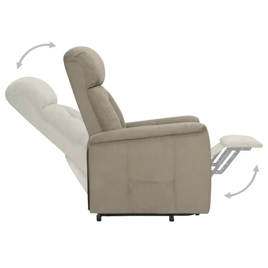 Poltrona Alzapersona Reclinabile Grigio Chiaro in Scamosciato - homemem39