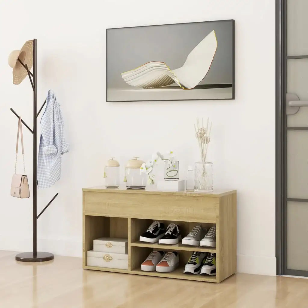 Panca Portascarpe Rovere Sonoma 103x30x54,5 cm in Truciolato - homemem39